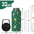 thumbnail image 3 of Christmas Greeen Gingerbread 32oz Sport Water Bottles with Flip Straw & Spout Lid, Xmas Snowman Stainless Steel Travel Cup, Winter Holiday Gifts for Women Men (1 PC), 3 of 6