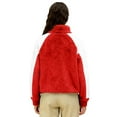 thumbnail image 4 of UTSJKR Fleece Quarter Zip Pullover Women Oversized Colorblock Cute Christmas Sweatshirt Comfy Sherpa Mock Neck Sweatshirts Red XXXL, 4 of 6
