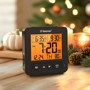 Geevon Smart Night Light Small Digital Alarm Clock with 2 Increasing Beep Alarm, Indoor Temperature, Battery Operated Travel Alarm Clock for Bedroom, Bedside, Desk(Black)