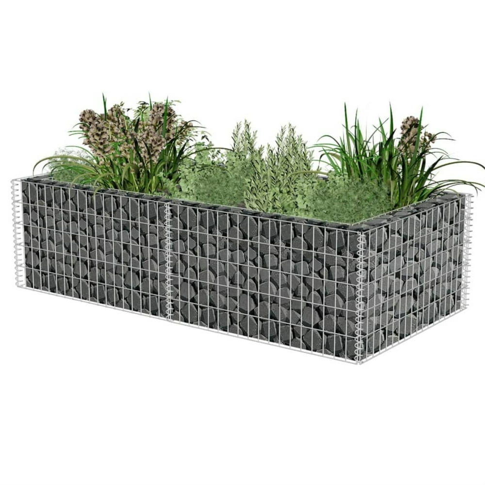 vidaXL Gabion Planter Galvanised Steel 71"x35.4"x19.7"