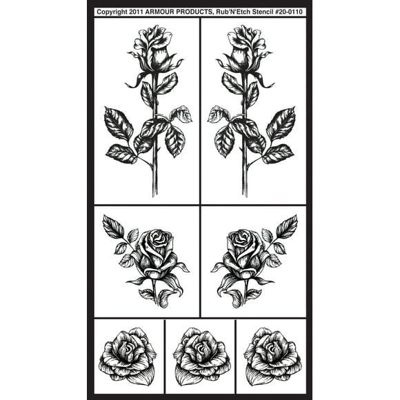 Rub 'N' Etch Designer Stencil 5"X8"-Detailed Roses