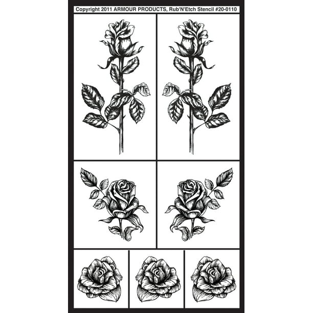 Rub 'N' Etch Stencil de Concepteur 5" X8"-Roses Détaillées