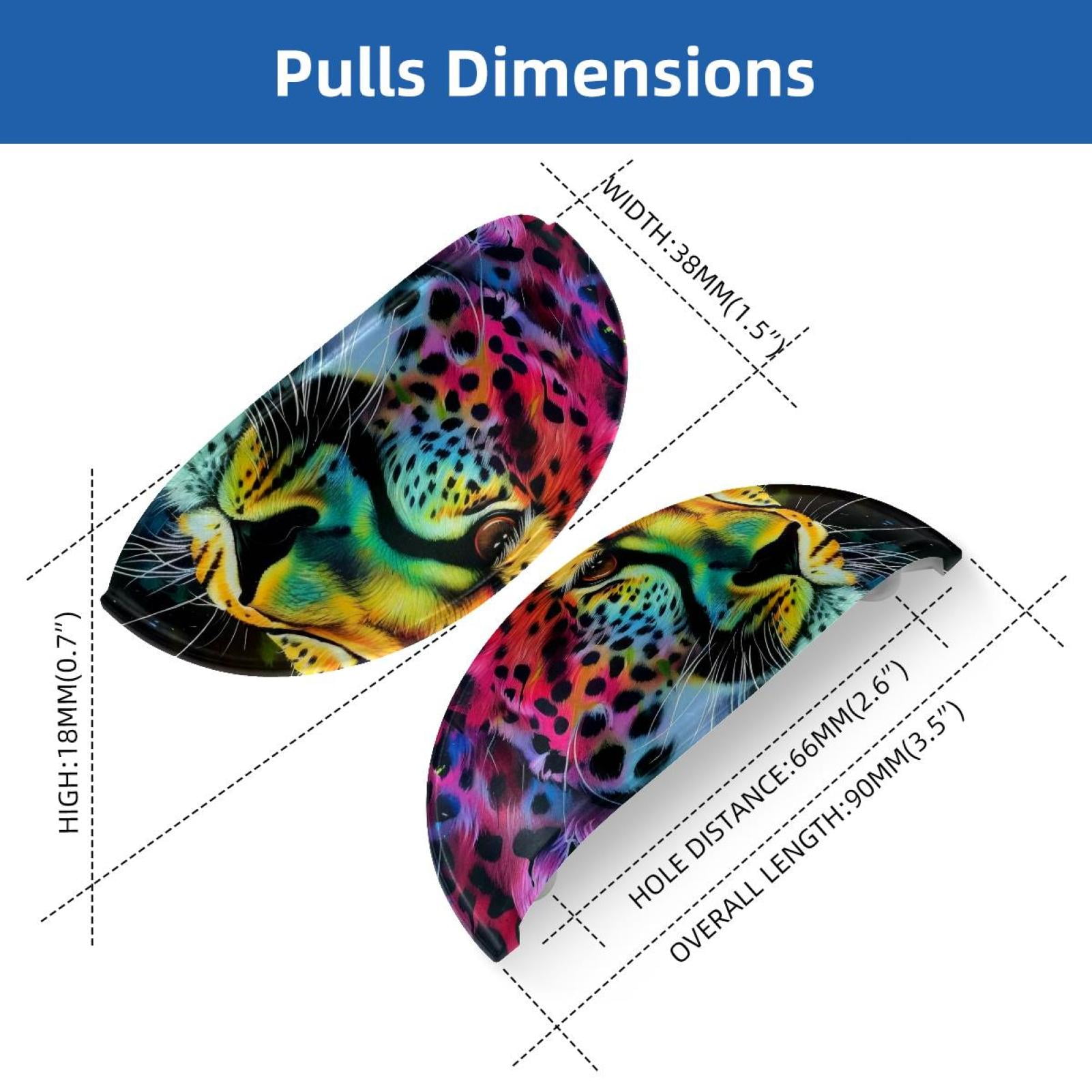 PhooArto 6 Pcs Cup Drawer Pulls, Art Leopard Rainbow Print Shell Shape Handles Cabinet Knobs for Dresser Cupboard Closet Wardrobe with Screws