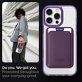 thumbnail image 3 of ELEHOLD Clear Magnetic Wallet Case For iPhone 13 , Mag Safe Compatible Transparent Hard PC + TPU Back Shockproof Protection Case Cover with Magnetic Card Holder ,Purple, 3 of 7