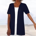 thumbnail image 2 of Jinhomg Women's Lightweight Open-Front Cardigan Casual Short Sleeve Blouse Tops Breathable Comfy Summer Linen Jacket Blue XXL, 2 of 6