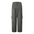 thumbnail image 5 of adviicd Women's High Waist Cargo Pants - Elastic Wide Leg Trousers with Pockets for Hiking Street Style (Dark Gray, XL), 5 of 7
