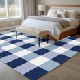 thumbnail image 4 of Navy Blue Plaid Area Rug 5x7 FT, Non Slip Bedroom Throw Carpet, Spring Farmhouse Buffalo Checkered Washable Soft Floor Carpet Non-Shedding Rug for Dining Room Bedside Classroom Desk, 4 of 9