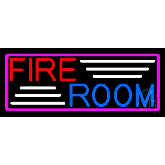 Fire Room With Pink Border LED Neon Sign 6 x 15 - inches, Clear Edge Cut Acrylic Backing, with Dimmer - Bright and Premium built indoor LED Neon Sign for Bar decor.
