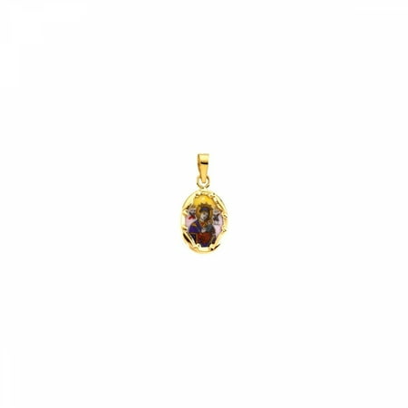Paint Porcelain Jewelry - 14kt Yellow 13x10mm Our Lady of Perpetual Help Hand-Painted Porcelain R16971 / 14Ky / 13.00X10.00 Mm / P / Porcelain Perpetual Help Penda