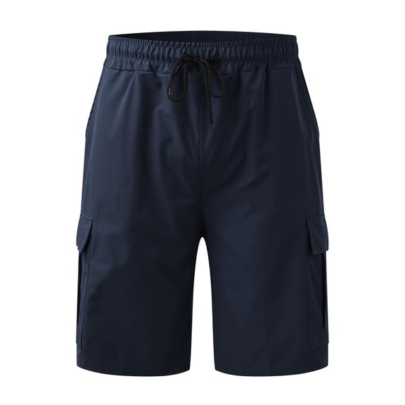 Men's Cargo Shorts Multi Pockets Twill Elastic Waistband Shorts Pants Drawstring Ripstop Straight Leg Cargo Shorts Summer Outdoor Work Casual Lightweight Golf Shorts,Blue M
