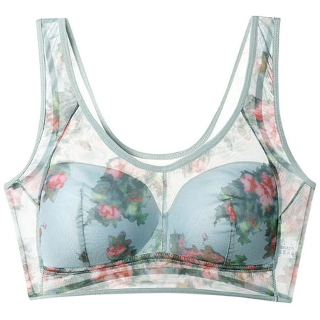 Ndbuld Bras for Women Women s 18 Hour Comfort-strap WirelessWoman s Embroidered Glossy Comfortable Breathable Bra Underwear No Rims Holiday Gift Finder LBlue