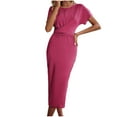 thumbnail image 2 of Robe d'Été pour Femmes 2024 Mode Grande Taille Décontractée Printemps/col en V Manches Courtes Robe 50 % de Réduction!, 2 of 6