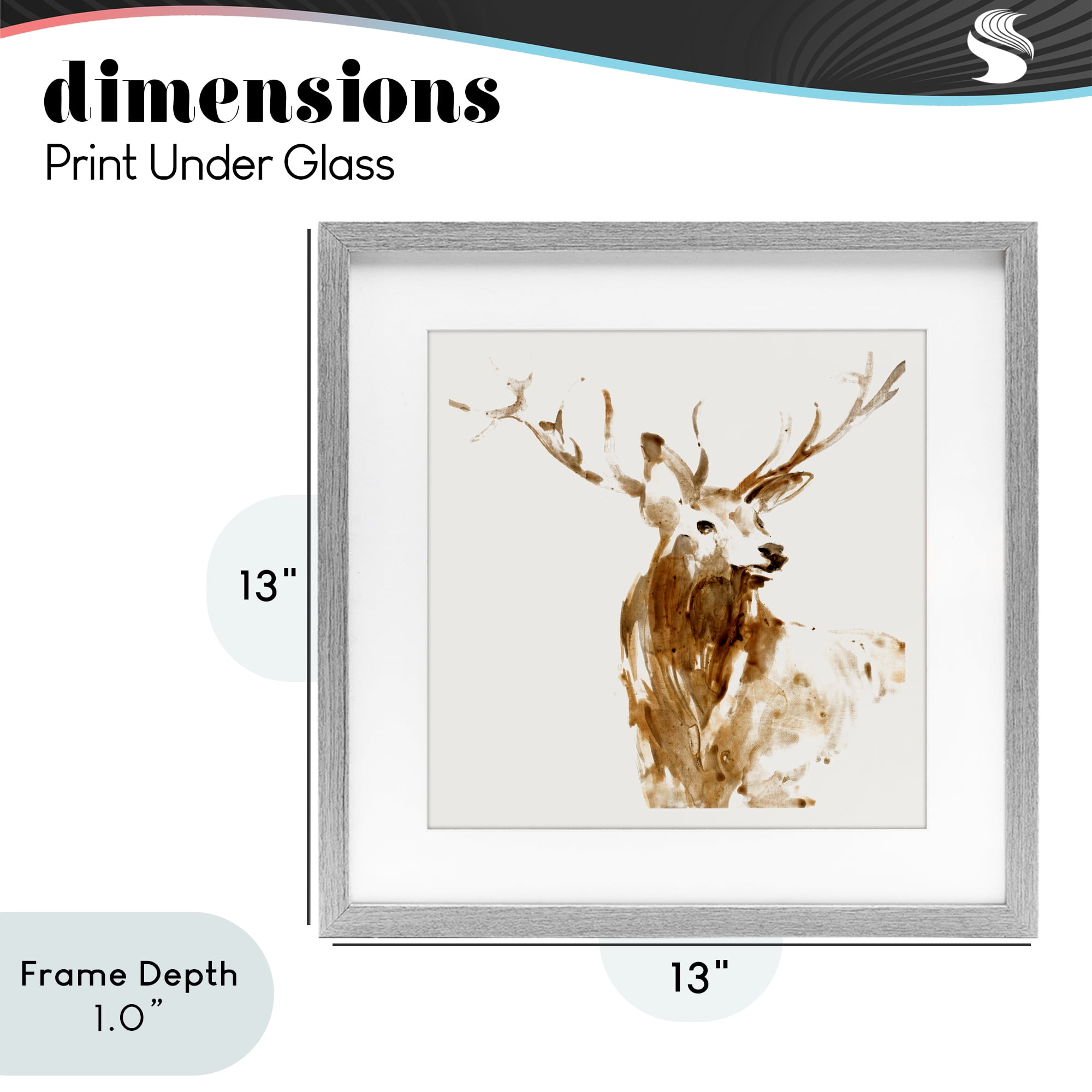 Stupell Industries Deer Portrait Head Shot Gray Framed Print Under Glass, design by Lorenzo Collective