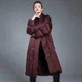 thumbnail image 4 of Chaquetas acolchadas de invierno para mujer, ropa de abrigo hasta la rodilla, diseño grueso y cálido, estilo bata con capucha, color rojo Angola, 4 of 5