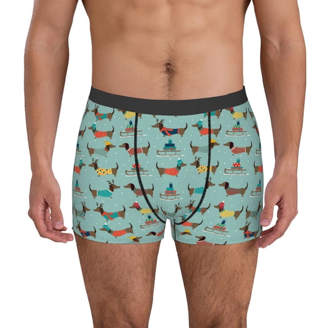 Fotbe Dachshund Dog Puppy Calzoncillos Tipo Boxer con Bolsa de Soporte Total para Hombre, X-Temp Fresco, Transpirable y de Secado Rápido-Medium
