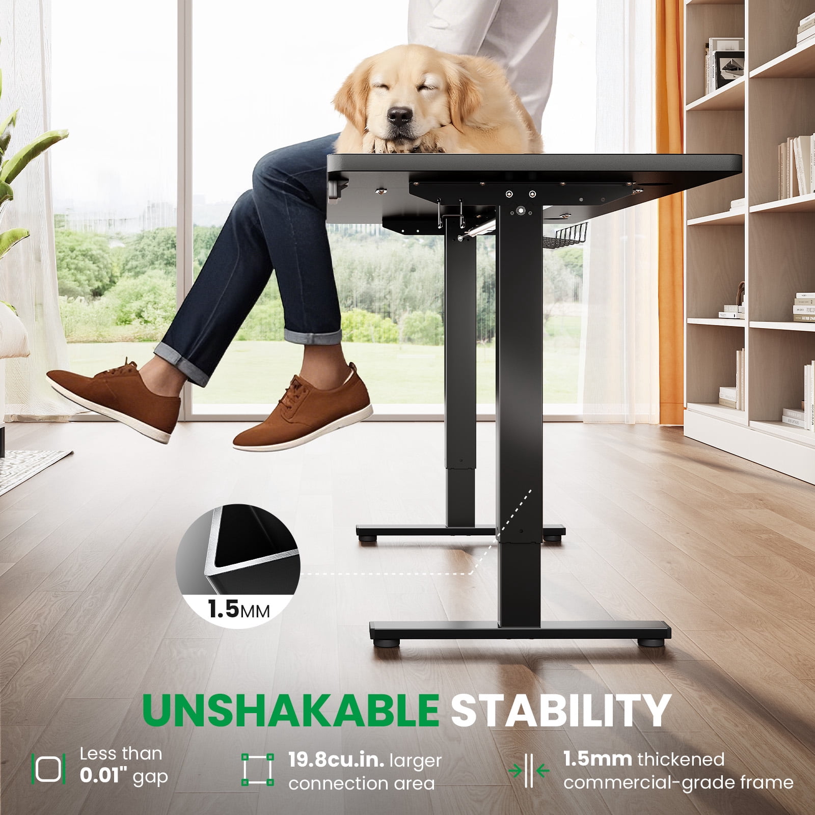 Electric Standing Desk with Memory Controller, Adjustable Height Sit Stand Desk, Quiet Motor, Heavy-Duty Steel Frame, 201 lb Capacity
