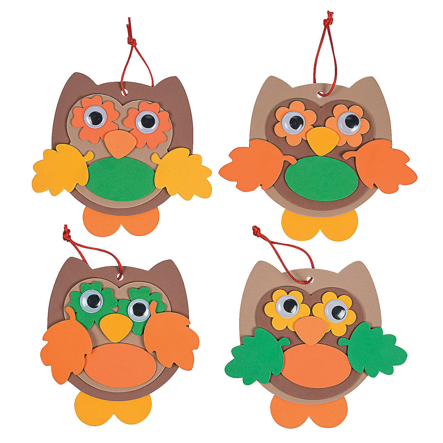 Foam Owl Ornaments Craft Kits 12 Pieces