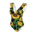 thumbnail image 4 of Yiaed Sunflower 1 Print Women's Ruffled One Piece Swimsuit V Neck Swimwear Slimming Monokini for Woman-X-Large, 4 of 8