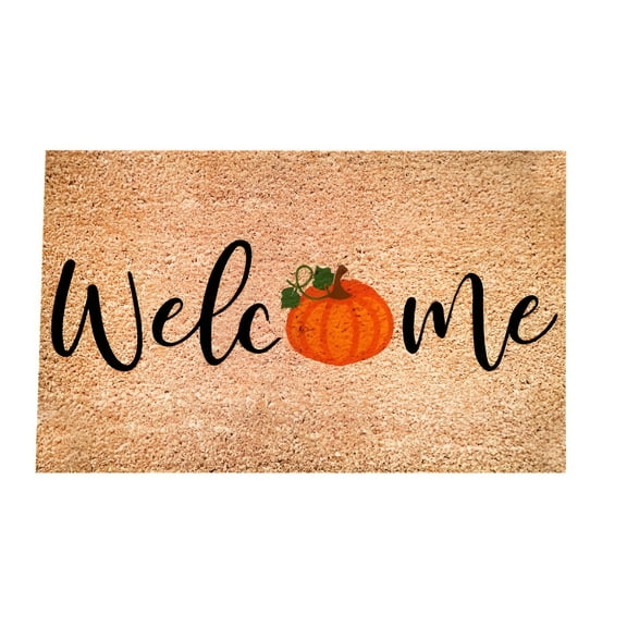 LAMIRO Fall Coir Door Mat,Welcome Doormats Natural Coir Mats Non Slip Front Door Rugs for Thanksgiving Decorative Entrance Porch Outdoors 16 x 24Inch (Pumpkins)