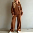 thumbnail image 5 of Oiangi 2 Piece Outfits for Girl Winter Sweater Clothes Zip-Up Hoodie and Pant Fashion Knitted Sets Brown 12-13 Years, 5 of 5
