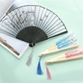thumbnail image 3 of Folding Fan Chinese Fan Hand Fans For Women Foldable Silk Bamboos Foldable Fan Hollowed Fringe Hand Fan Foldable Paper Fans For Wedding Dancing Party Home Decoration, 3 of 8