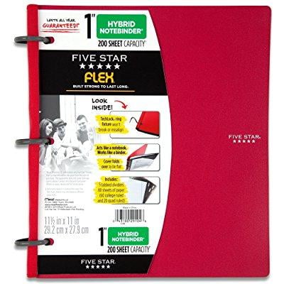 five star flex red notebinder 1 inch capacity 11 5 x 11 inches