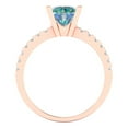 thumbnail image 4 of 1.71 ct Round Cut Blue Moissanite Solitaire with Simulated Diamond Accents 18K Rose Gold Womens Engagement Ring, 4 of 5