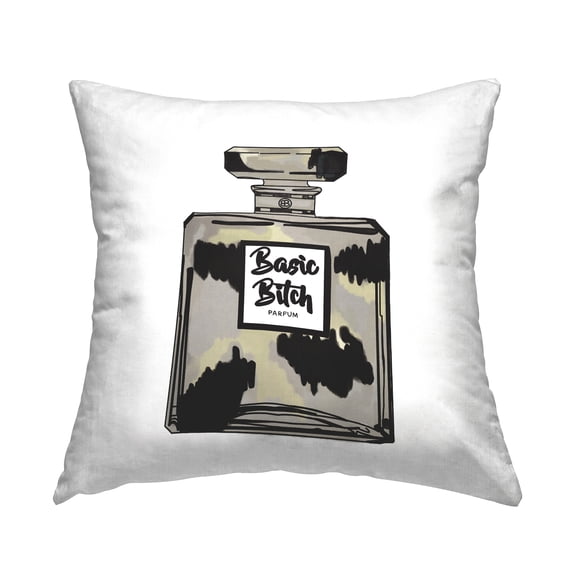 Stupell Industries Basic B**** Glam Fashion Perfume Bottle Design by Amelia Noyes Throw Pillow