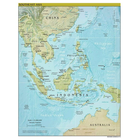 Palmetto Posters Laminated Poster: Large scale political map of southeast asia