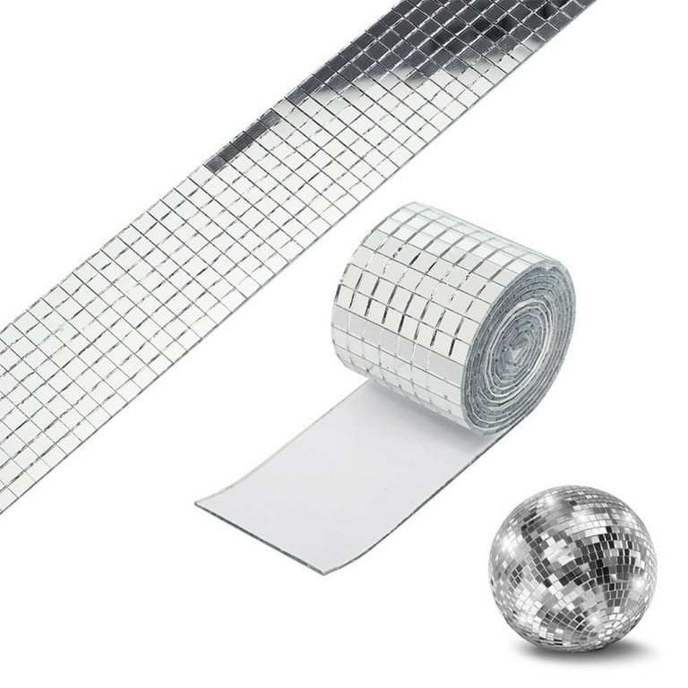 Self-Adhesive Disco Ball Mirror Tiles Real Square Mirror Tiles Sticker for  Craft Home Decorations Silver 100*4cm 