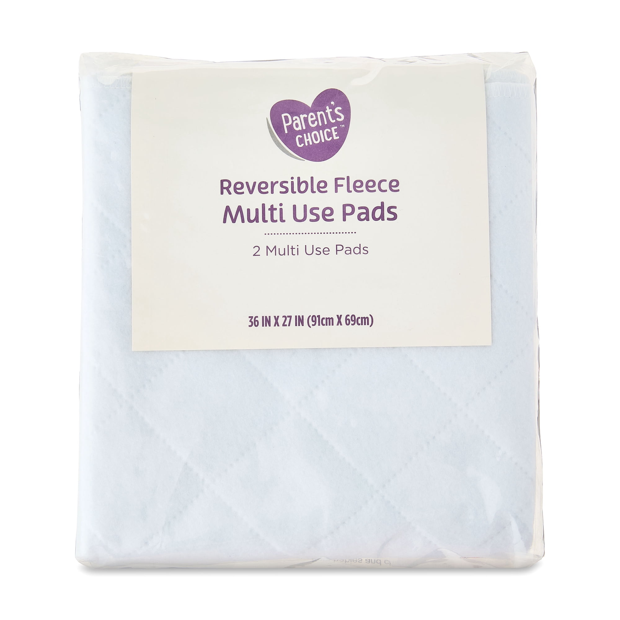 Parent's Choice Reversible Fleece Multi Use Pads, White, 36" x 27", 2 Pack