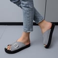 thumbnail image 3 of B91xZ Womens Flat Sandals Glitter Rhinestone Strap Open Toe Flat Sandals Sparkle Slide Slippers,Gray 8.5, 3 of 5