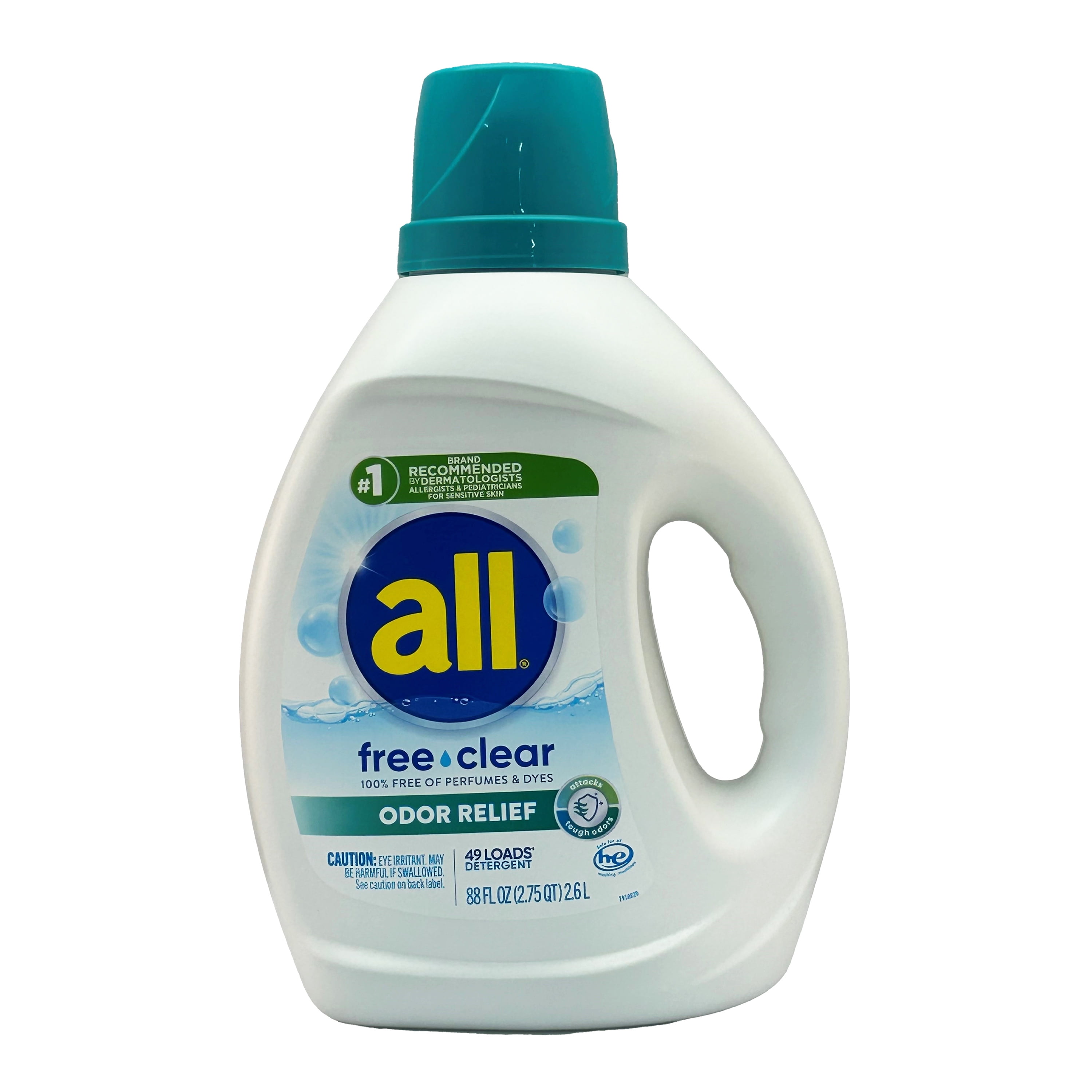 all Liquid Laundry Detergent, Free Clear with Odor Relief, 88 Fluid Ounces, 49 Loads