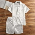 thumbnail image 4 of VBTAPA Men's Silk Satin Pajama Sets Short Sleeve Button Down Loungewear 2 Piece Pj Shorts Sets with Pockets Limited Time Sales White M, 4 of 6
