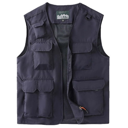 Men s Utility Outdoor Fishing Vest Big & Tall 2024 Summer Hiking Travel Cargo Vests Jacket with Multi-Pockets