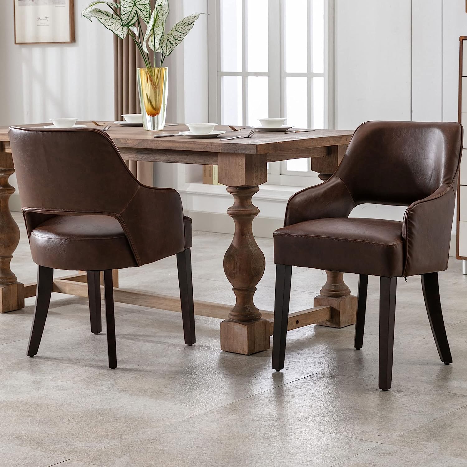 DM Furniture PU Leather Dining Chairs Set of 4 Upholstered Side Chairs