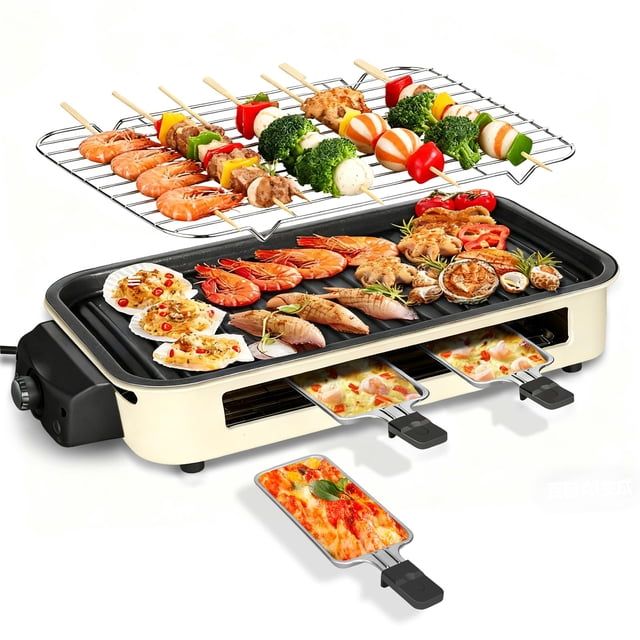 Parrilla eléctrica de interior YOHAWJAN 1500 W sin humo 2 en 1