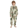 thumbnail image 2 of Soft Big Kids Onesie Pajamas Cozy Loose-Fit Jumpsuits for kids with Pockets for Christmas Lounge & Play Pine Boughs and Holly Pattern, 2 of 8