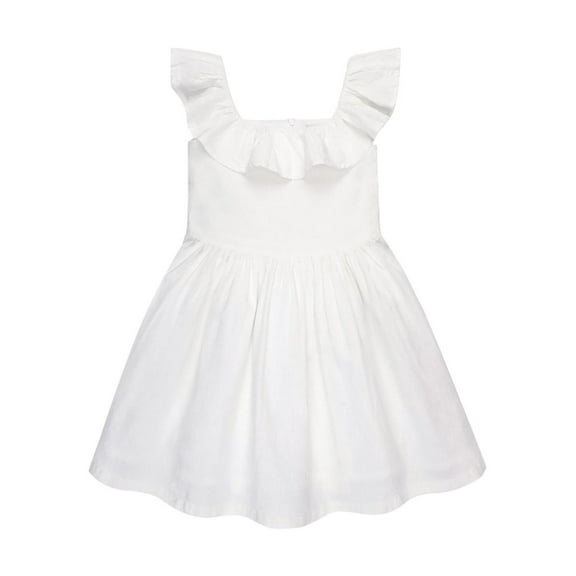 Hope & Henry Girls' Ruffle Yoke Party Dress - (Off White, 6)