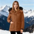 thumbnail image 2 of Women's Solid Color Winter Down Jacket with Detachable Hood, 2 of 9