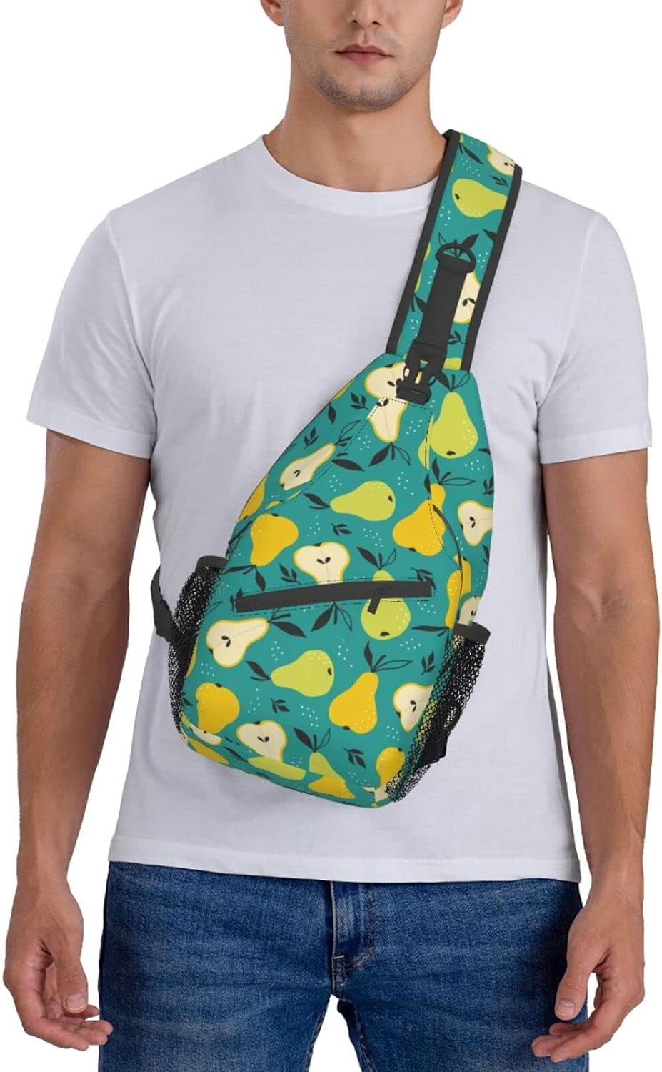 Fruit Pear Pattern Sling Bag Crossbody Hiking Travel Chest Bags Backpack Shoulder Daypack for Women Men