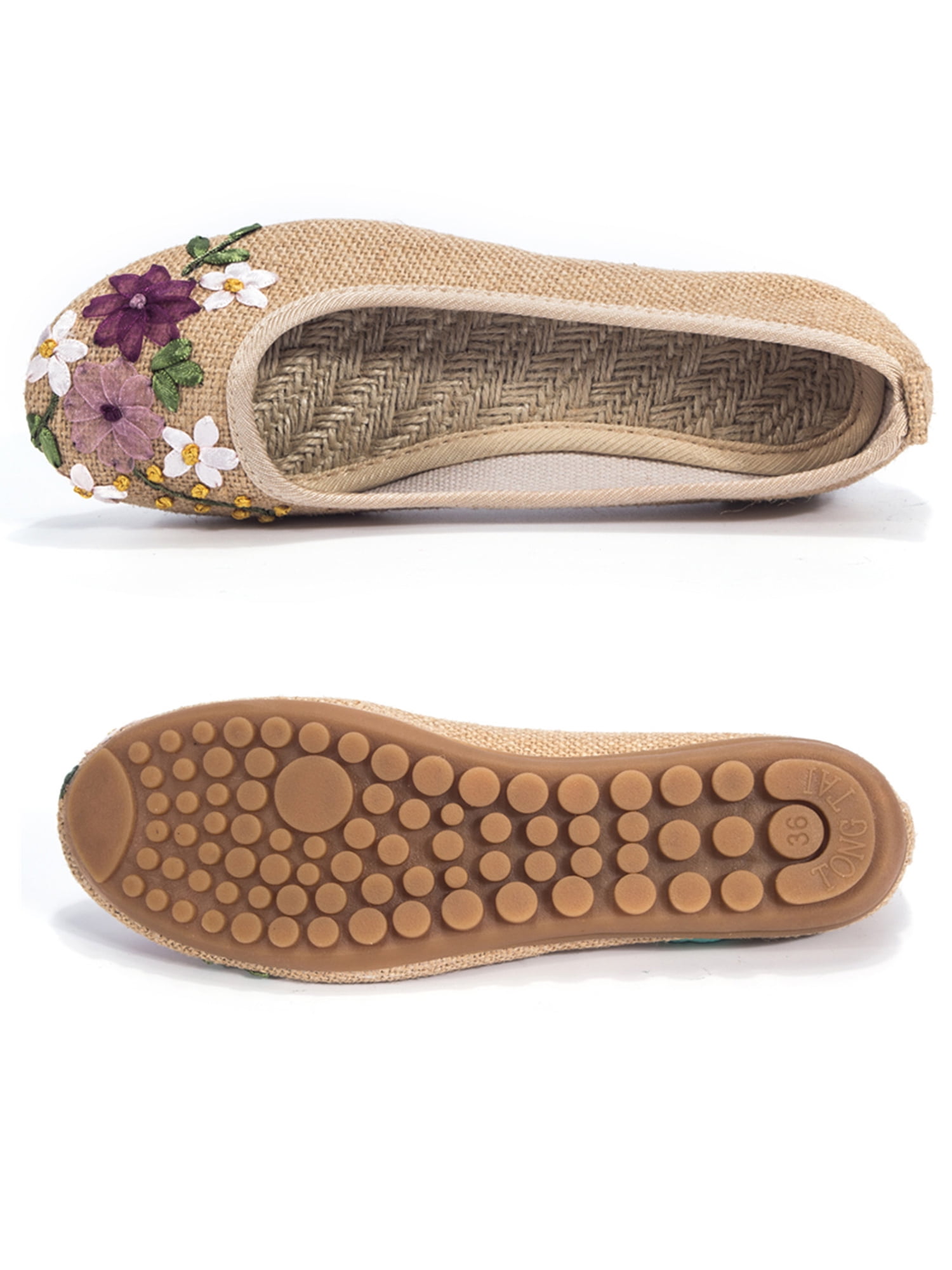 Women's Casual NonSlip Flat Walking Shoes with Delicate Embroidery