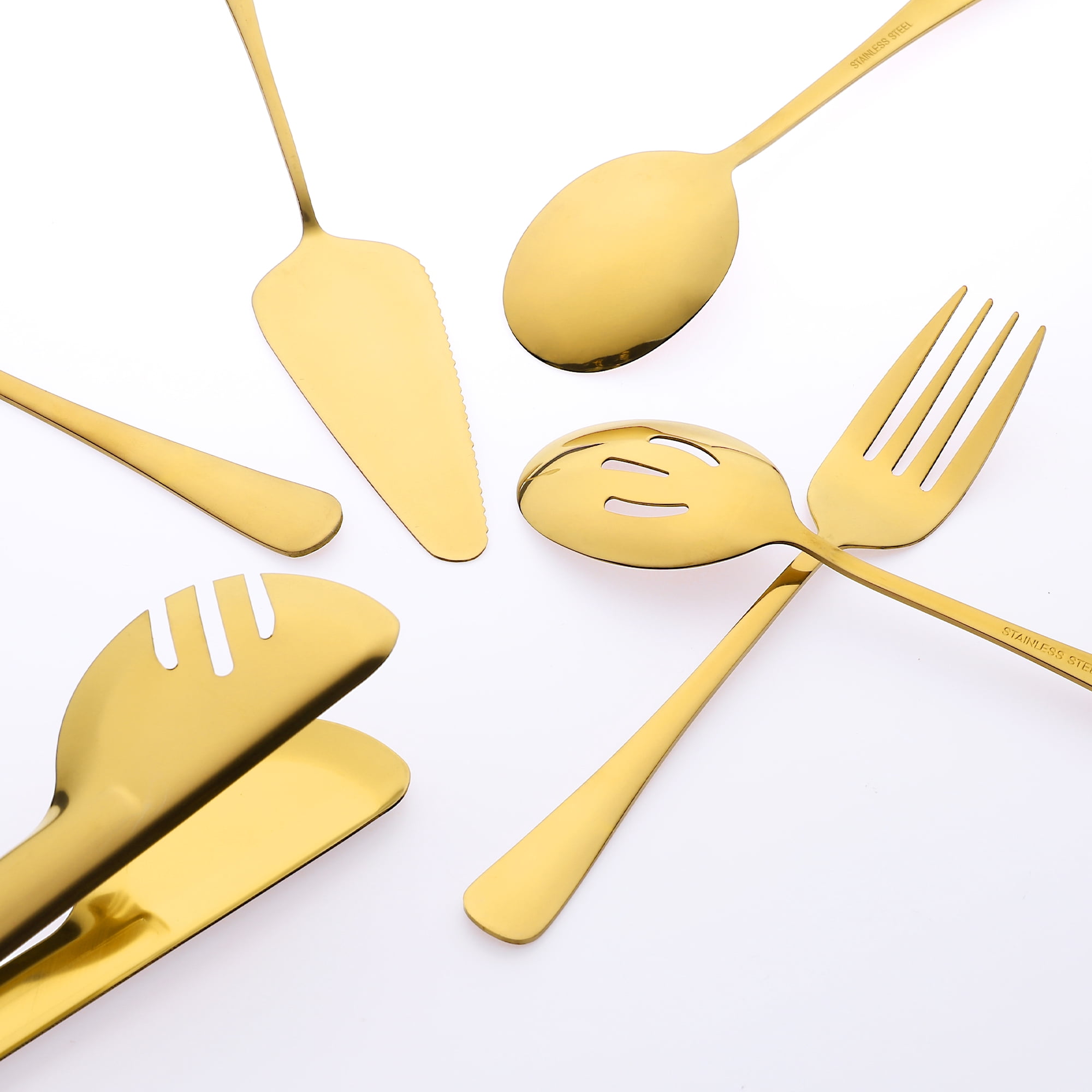 Unique Bargains 10 Piece Silverware Set Stainless Steel Flatware Gold 10 Pcs