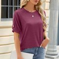 thumbnail image 6 of Annhoo Womens Summer Tops Casual Crewneck Short Sleeve T-Shirts Fashion Button Decorative Blouses Clothes, 6 of 8