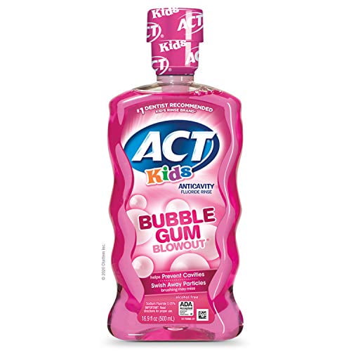 ACT Kids AntiCavity Rinse Children's Mouthwash, Bubblegum Bubble Blow Out, 16.9 Fl Oz