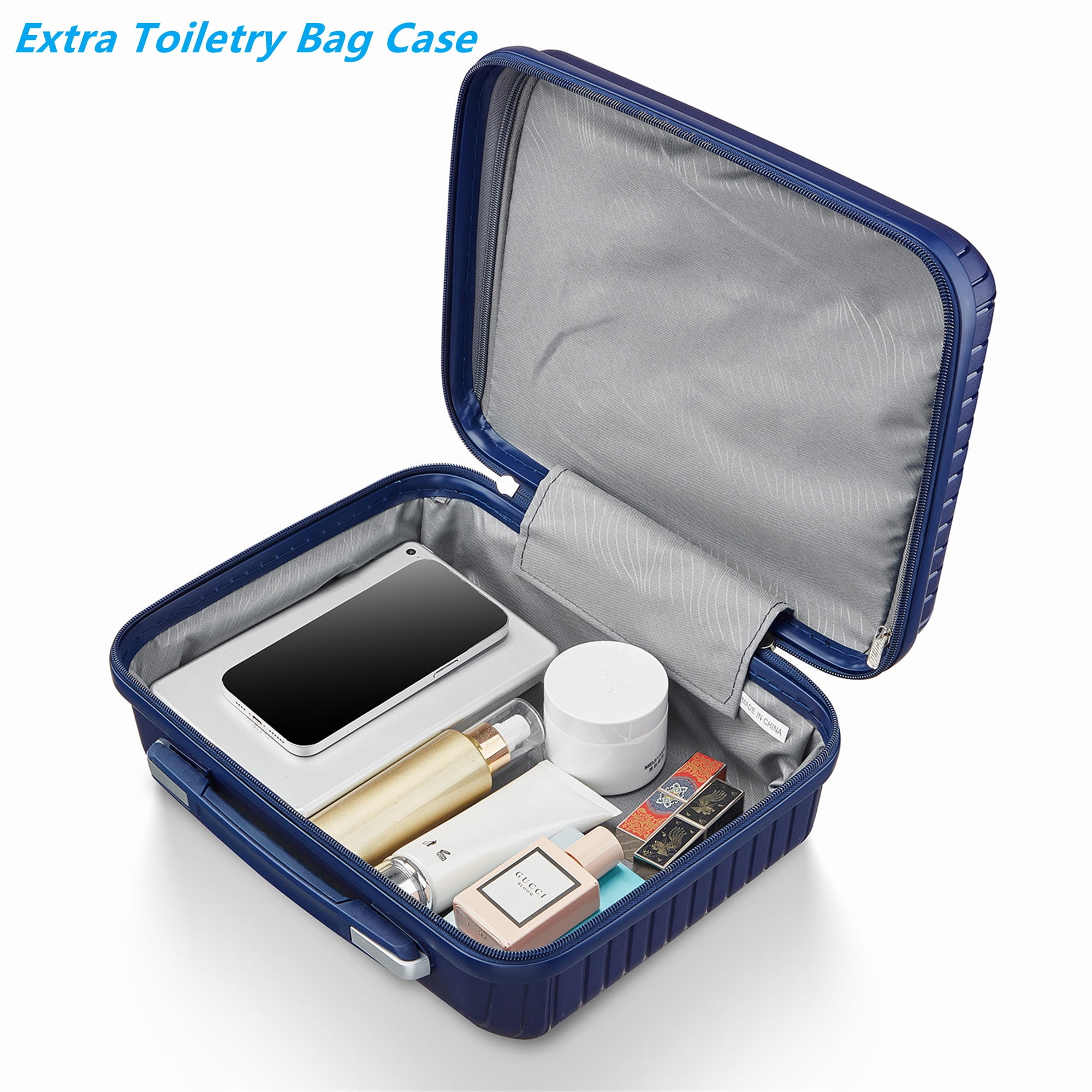 Aukfa Expandable Hardside 4-Piece Luggage Travel Set, Durable Suitcase Double Wheels, Blue