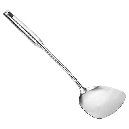 

Wok Spatula Stainless Steel Wide Spatula Turner with Hollow Long Heat Resistant Handle Wok Utensils Silver