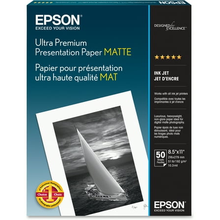 Epson Acid-Free Ultra Premium Matte Presentation Photo Paper, 50 Sheets