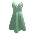 thumbnail image 3 of HJYCHN Women's V-Neck Spaghetti Strap Ruched Bodycon Dress for Evening Party and Night Club Outfits Dress Light Green L, 3 of 4