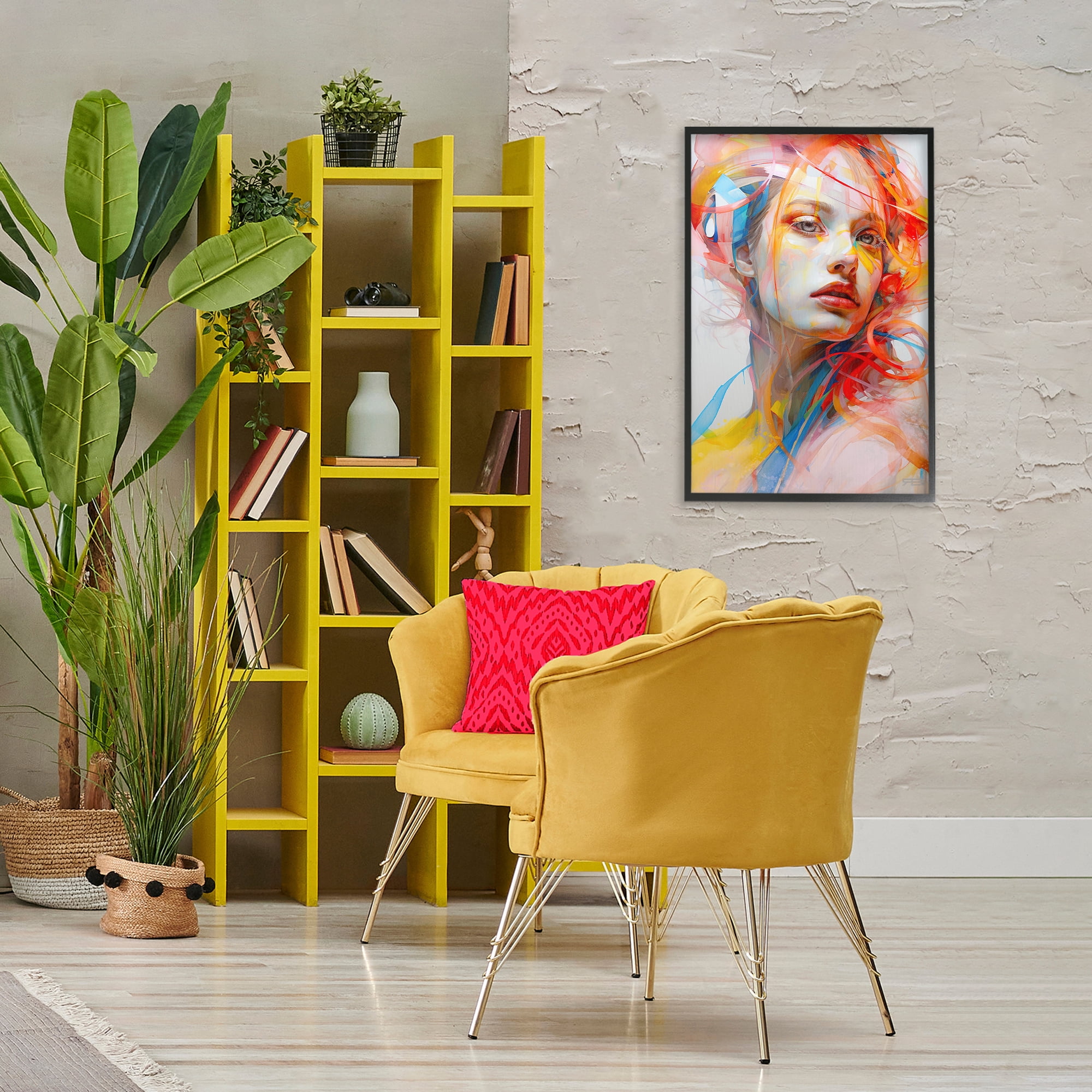 Stupell Industries Swirling Hair Portrait Novelty Painting Black Framed Art Print Wall Art, 20 x 30